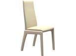 Polsterstuhl STRESSLESS "Laurel", beige (vanilla paloma, eiche gekalkt), B:57cm H:92cm T:59cm, Leder PALOMA: PALOMA ist ein durchgefärbtes Semianilin-Möbelleder mit natürlicher Narbung., Stühle, Polsterstuhl, Low Back, Größe L, mit abgerundeten Beinen in Eiche gekalkt