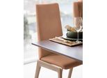 Polsterstuhl STRESSLESS "Laurel", braun (latte batick, walnuss), B:57cm H:105cm T:60cm, Leder BATICK: BATICK ist ein leicht korrigiertes, durchgefärbtes und genarbtes Möbelleder, bei dem die meisten Unebenheiten und Spuren in der Regel entfernt wurden., Stühle, Polsterstuhl, High Back, Größe M, mit abgerundeten Beinen in Walnuss