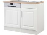 Spülenschrank KOCHSTATION "KS-Stockholm", weiß (weiß, weiß), B:110cm H:85cm T:60cm, Holzwerkstoff, MDF, Schränke, Spülenschrank, hochwertige MDF-Fronten