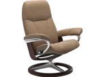 Relaxsessel STRESSLESS "Consul", braun (almond paloma), B:78cm H:97cm T:70cm, Leder BATICK: BATICK ist ein leicht korrigiertes, durchgefärbtes und genarbtes Möbelleder, bei dem die meisten Unebenheiten und Spuren in der Regel entfernt wurden.;Leder PALOMA: PALOMA ist ein durchgefärbtes Semianilin-Möbelleder mit natürlicher Narbung.;ROHLEDER Stoff Q2 FARON: Ein fester zuverlässiger Bouclé mit einem