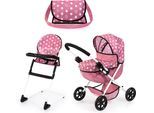 Puppenwagen BAYER "Cosy Set, altrosa", rosa (altrosa), Puppenwagen, KinderB:65cm H:65,5cm T:36cm, Kunststoff, Metall, Stoff, Puppenwagen, mit Puppenhochstuhl und Wickeltasche, B:65cm H:65,5cm T:36cm