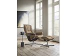 Relaxsessel STRESSLESS "Mayfair", braun (almond paloma), B:79cm H:102cm T:73cm, Leder PALOMA: PALOMA ist ein durchgefärbtes Semianilin-Möbelleder mit natürlicher Narbung., Sessel, Relaxsessel, mit Cross Base, Größe S, M & L, Holzakzent Wenge