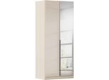 Drehtürenschrank OTTO HOME "Kleiderschrank Schrank Garderobe AGORDO mit Glasfront und Spiegel", beige (beige, glas beige (champagner)), B:91cm H:210cm T:54cm, Holzwerkstoff, Schränke, Drehtürenschrank, durchdachte Innenausstattung, in 8 Breiten und 2 Höhen MADE IN GERMANY