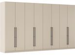 Kleiderschrank RAUCH "Drehtürenschrank Schrank Garderobe Wäscheschrank Schlafzimmer AVOLA", beige (beige (champagner)), B:360cm H:210cm T:54cm, Holzwerkstoff, Schränke, Kleiderschrank, mit hochwertigen Stangengriffen in Schwarz aus Metall MADE IN GERMANY