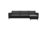 Ecksofa FLEXLUX "Fiore, super Sitzkomfort durch Kaltschaum im Sitz, L-Form", schwarz (deep schwarz), B:262cm H:85cm T:92cm, 100% Echteder, Sofas, Ecksofa, breite Armlehnen, Kaltschaum, Füße Alu+ Eiche