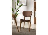 Stuhl HOME AFFAIRE "COZY Made in Italy", braun (tabac, buche, tabac), B:50cm H:88cm T:62cm, Polyester, Stühle, Stuhl, Gestell in Buche, Kirsch- oder Nussbaum, Massivholz, Design Stuhl