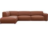 Ecksofa FLEXLUX "Lucera, super bequem durch hochwertigen Sitzaufbau mit Kaltschaum", braun (old chestnut braun), B:321cm H:73cm T:231cm, 100% Echteder, Sofas, Ecksofa, modern & anschmiegsam, L-Form, Designsofa