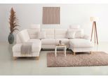 Wohnlandschaft HOME AFFAIRE "Westerland U-Form", beige (creme), B:303cm H:90cm T:213cm, 100% Polyester, Sofas, Wohnlandschaft, Federkern, wahlweise Bettfunktion, Stauraum und Armlehn-Verstellung