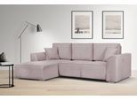 Ecksofa OTTO HOME "BEATRICE optionale Schlafsofa mit Bettkasten, B/T/H: 265/170/86 cm", lila, B:265cm H:86cm T:170cm, 100% Polyester, Sofas, Ecksofa, L-Form, wahlweise auch mit Bettfunktion und Bettkasten