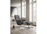 Relaxsessel STRESSLESS "Mayfair", grau (dunkelgrau dinamica), B:92cm H:103cm T:79cm, Microfaser DINAMICA (88% Polyester, 12% Polyurethan), Sessel, Relaxsessel, mit Hocker, mit Cross Base, Größe S, M & L, Holzakzent Wenge