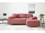 Ecksofa HOME AFFAIRE "Györ", rosa, B:235cm H:88cm T:160cm, 100% Polyester, Sofas, Ecksofa, L-Form, wahlweise mit Bettfunktion und Bettkasten incl. 2 Zierkissen