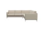 Ecksofa FLEXLUX "Fiore, gleichschenklig, bequem durch hochwertigem Sitzaufbau", weiß (sanftes weiß), B:249cm H:85cm T:92cm, 100% Polyester, Sofas, Ecksofa, schmale Armlehnen, super Sitzkomfort durch Kaltschaum, Füße Alu