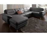Wohnlandschaft SIT & MORE "Mailand U-Form, B: 312 cm", schwarz, B:312cm H:85cm T:179cm, NaturLEDER (echtes Rindleder)/Korpus passendes Kunstleder Softlux;Luxus-Microfaser Altara Nubuck (100% Polyester);Kunstleder Softlux;Luxus-Kunstleder, Sofas, Wohnlandschaft, optional Bettfunktion