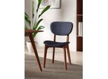 Stuhl HOME AFFAIRE "COZY Made in Italy", blau (jeans, nuss, jeans), B:50cm H:88cm T:62cm, Polyester, Stühle, Stuhl, Gestell in Buche, Kirsch- oder Nussbaum, Massivholz, Design Stuhl