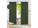 Vorhang OTTO HOME "Parry" Gr. 2, grün (oliv), B:140cm H:175cm, Polyester, Recyceltes Material, Gardinen, Vorhang, 2-er Set, blickdicht, monochrom, basic, einfarbig, Bestseller