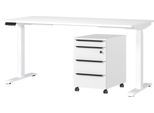 Büromöbel-Set GERMANIA "Mailand, inkl. Schreibtisch (elektr. höhenverstellbar) & Rollcontainer", weiß, B:160cm H:75,05cm T:80cm, Holzwerkstoff, Metall, Arbeitsmöbel-Sets, Büromöbel-Set, Breitenvariante wählbar (140-180 cm), Made in Germany