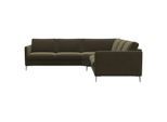 Ecksofa FLEXLUX "Fiore, gleichschenklig, bequem durch hochwertigem Sitzaufbau", grün (moss grün), B:249cm H:85cm T:92cm, 100% Polyester, Sofas, Ecksofa, schmale Armlehnen, super Sitzkomfort durch Kaltschaum, Füße Alu