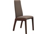 Polsterstuhl STRESSLESS "Laurel", braun (mole batick, walnuss), B:57cm H:92cm T:59cm, Leder BATICK: BATICK ist ein leicht korrigiertes, durchgefärbtes und genarbtes Möbelleder, bei dem die meisten Unebenheiten und Spuren in der Regel entfernt wurden., Stühle, Polsterstuhl, Low Back, Größe L, mit abgerundeten Beinen in Walnuss