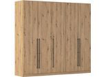 Kleiderschrank RAUCH "Drehtürenschrank Schrank Garderobe Wäscheschrank Schlafzimmer AVOLA", braun (eiche artisan), B:226cm H:197cm T:54cm, Holzwerkstoff, Schränke, Kleiderschrank, mit hochwertigen Stangengriffen in Schwarz aus Metall MADE IN GERMANY
