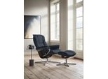 Relaxsessel STRESSLESS "Mayfair", blau (shadow blau paloma), B:92cm H:103cm T:79cm, Leder PALOMA: PALOMA ist ein durchgefärbtes Semianilin-Möbelleder mit natürlicher Narbung., Sessel, Relaxsessel, mit Hocker, mit Cross Base, Größe S, M & L, Holzakzent Wenge
