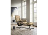 Relaxsessel STRESSLESS "Mayfair", beige (sand paloma), B:79cm H:102cm T:73cm, Leder PALOMA: PALOMA ist ein durchgefärbtes Semianilin-Möbelleder mit natürlicher Narbung., Sessel, Relaxsessel, mit Hocker, mit Cross Base, Größe S, M & L, Holzakzent Wenge