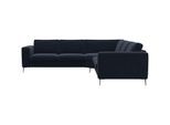 Ecksofa FLEXLUX "Fiore, gleichschenklig, super Sitzkomfort durch Kaltschaum im Sitz", blau (royal blau), B:257cm H:85cm T:92cm, 100% Polyester, Sofas, Ecksofa, breite Armlehnen, Füße Alu
