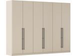 Kleiderschrank RAUCH "Drehtürenschrank Schrank Garderobe Wäscheschrank Schlafzimmer AVOLA", beige (beige (champagner)), B:271cm H:229cm T:54cm, Holzwerkstoff, Schränke, Kleiderschrank, mit hochwertigen Stangengriffen in Schwarz aus Metall MADE IN GERMANY