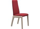 Polsterstuhl STRESSLESS "Laurel", rot (berry rot dinamica, eiche gekalkt), B:57cm H:92cm T:59cm, Microfaser DINAMICA (88% Polyester, 12% Polyurethan), Stühle, Polsterstuhl, Low Back, Größe L, mit abgerundeten Beinen in Eiche gekalkt