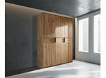 Kleiderschrank HOME AFFAIRE "Huven, Kleiderschrank mit viel Stauraum, aus Massivem Eichenholz", braun (eiche), B:156cm H:218cm T:65cm, Massivholz, Schränke, Kleiderschrank, Scandi, 218cm Hoch, 1 Kleiderstange & 1 Fach, Bügelgriff & Soft-Close