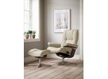 Relaxsessel STRESSLESS "Mayfair", beige (cream batick), B:83cm H:102cm T:74cm, Leder BATICK: BATICK ist ein leicht korrigiertes, durchgefärbtes und genarbtes Möbelleder, bei dem die meisten Unebenheiten und Spuren in der Regel entfernt wurden., Sessel, Relaxsessel, mit Cross Base, Größe S, M & L, Holzakzent Wenge