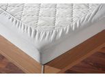 Spannbettlaken KUM "Matratzenschutz", weiß, B:140cm L:200cm, Polycotton, Obermaterial: 52% Polyester, 48% Baumwolle, Bettlaken, Spannbettlaken, bis ca. 30 cm Matratzenhöhe