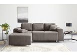 Ecksofa HOME AFFAIRE "Györ", grau (taupe), B:235cm H:88cm T:160cm, 100% Polyester, Sofas, Ecksofa, L-Form, wahlweise mit Bettfunktion und Bettkasten incl. 2 Zierkissen