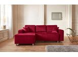 Ecksofa HOME AFFAIRE "Györ", rot, B:235cm H:88cm T:160cm, Microfaser (100% Polyester);Luxus-Microfaser Lederoptik (100% Polyester);Struktur (100% Polyester);Samtoptik (100% Polyester);Struktur weich (100% Polyester), Sofas, Ecksofa, L-Form, wahlweise mit Bettfunktion und Bettkasten incl. 2 Zierkissen
