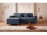 Ecksofa HOME AFFAIRE "Györ", blau (dunkelblau), B:235cm H:88cm T:160cm, Microfaser (100% Polyester);Luxus-Microfaser Lederoptik (100% Polyester);Struktur (100% Polyester);Samtoptik (100% Polyester);Struktur weich (100% Polyester), Sofas, Ecksofa, L-Form, wahlweise mit Bettfunktion und Bettkasten incl. 2 Zierkissen