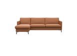 Ecksofa FLEXLUX "Fiore, L-Form", braun (modern cogna), B:247cm H:85cm T:92cm, 100% Echteder, Sofas, Ecksofa, schmale Armlehnen, Kaltschaum, Füße Alu+schwarz