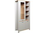 Vitrine MÄUSBACHER "Nele", grau (kreidegrau matt lack, asteiche), B:96cm H:203cm T:44cm, Schränke, Vitrine, Höhe 203 cm