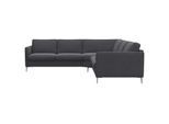 Ecksofa FLEXLUX "Fiore, gleichschenklig, bequem durch hochwertigem Sitzaufbau", grau (dervit grau), B:249cm H:85cm T:92cm, 100% Polyester, Sofas, Ecksofa, schmale Armlehnen, super Sitzkomfort durch Kaltschaum, Füße Alu