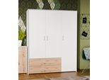 Kleiderschrank FORTE "Culgoa", weiß (weiß, artisan eiche), B:152,8cm H:190,8cm T:52,7cm, Dekorfolie, Holzwerkstoff, Schränke, Kleiderschrank, Drehtürenschrank, Stauraum, 2 Schubkästen, variable Einlegeböden