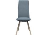 Polsterstuhl STRESSLESS "Laurel", blau (light blau dinamica, eiche gekalkt), B:49cm H:105cm T:60cm, Microfaser DINAMICA (88% Polyester, 12% Polyurethan), Stühle, Polsterstuhl, High Back, Größe M, mit schräggestellten Beinen in Eiche gekalkt