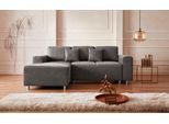 Ecksofa HOME AFFAIRE "Györ", grau (anthrazit), B:235cm H:88cm T:160cm, Microfaser (100% Polyester);Luxus-Microfaser Lederoptik (100% Polyester);Struktur (100% Polyester);Samtoptik (100% Polyester);Struktur weich (100% Polyester), Sofas, Ecksofa, L-Form, wahlweise mit Bettfunktion und Bettkasten incl. 2 Zierkissen