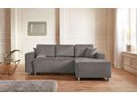 Ecksofa HOME AFFAIRE "Györ", grau (hellgrau), B:235cm H:88cm T:160cm, Microfaser (100% Polyester);Luxus-Microfaser Lederoptik (100% Polyester);Struktur (100% Polyester);Samtoptik (100% Polyester);Struktur weich (100% Polyester), Sofas, Ecksofa, L-Form, wahlweise mit Bettfunktion und Bettkasten incl. 2 Zierkissen