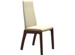 Polsterstuhl STRESSLESS "Laurel", beige (vanilla paloma, walnuss), B:57cm H:92cm T:59cm, Leder PALOMA: PALOMA ist ein durchgefärbtes Semianilin-Möbelleder mit natürlicher Narbung., Stühle, Polsterstuhl, Low Back, Größe L, mit abgerundeten Beinen in Walnuss