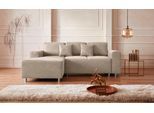 Ecksofa HOME AFFAIRE "Györ", beige (beige 1), B:235cm H:88cm T:160cm, Microfaser (100% Polyester);Luxus-Microfaser Lederoptik (100% Polyester);Struktur (100% Polyester);Samtoptik (100% Polyester);Struktur weich (100% Polyester), Sofas, Ecksofa, L-Form, wahlweise mit Bettfunktion und Bettkasten incl. 2 Zierkissen
