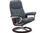 Relaxsessel STRESSLESS "Consul", blau (atlantic blau batick), B:78cm H:97cm T:70cm, Leder BATICK: BATICK ist ein leicht korrigiertes, durchgefärbtes und genarbtes Möbelleder, bei dem die meisten Unebenheiten und Spuren in der Regel entfernt wurden.;Leder PALOMA: PALOMA ist ein durchgefärbtes Semianilin-Möbelleder mit natürlicher Narbung.;ROHLEDER Stoff Q2 FARON: Ein fester zuverlässiger Bouclé mit