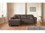 Ecksofa HOME AFFAIRE "Györ", braun, B:235cm H:88cm T:160cm, Microfaser (100% Polyester);Luxus-Microfaser Lederoptik (100% Polyester);Struktur (100% Polyester);Samtoptik (100% Polyester);Struktur weich (100% Polyester), Sofas, Ecksofa, L-Form, wahlweise mit Bettfunktion und Bettkasten incl. 2 Zierkissen