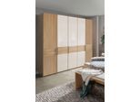Kleiderschrank WIEMANN "Kiruna", braun (eiche teilmassiv, champagnerglas), B:246,3cm H:217cm T:58cm, Floatglas, Holz teilmassiv, Schränke, Kleiderschrank, mit Champagnerglas