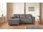 Ecksofa HOME AFFAIRE "Györ", grau (hellgrau), B:235cm H:88cm T:160cm, Microfaser (100% Polyester);Luxus-Microfaser Lederoptik (100% Polyester);Struktur (100% Polyester);Samtoptik (100% Polyester);Struktur weich (100% Polyester), Sofas, Ecksofa, L-Form, wahlweise mit Bettfunktion und Bettkasten incl. 2 Zierkissen