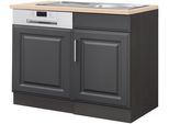 Spülenschrank KOCHSTATION "KS-Stockholm", grau (grau, grafit), B:110cm H:85cm T:60cm, Holzwerkstoff, MDF, Schränke, Spülenschrank, hochwertige MDF-Fronten