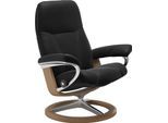 Relaxsessel STRESSLESS "Consul", schwarz (schwarz paloma), B:91cm H:102cm T:79cm, Leder BATICK: BATICK ist ein leicht korrigiertes, durchgefärbtes und genarbtes Möbelleder, bei dem die meisten Unebenheiten und Spuren in der Regel entfernt wurden.;Leder PALOMA: PALOMA ist ein durchgefärbtes Semianilin-Möbelleder mit natürlicher Narbung.;ROHLEDER Stoff Q2 FARON: Ein fester zuverlässiger Bouclé mit e