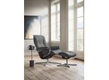 Relaxsessel STRESSLESS "Mayfair", grau (dunkelgrau dinamica), B:83cm H:102cm T:74cm, Microfaser DINAMICA (88% Polyester, 12% Polyurethan), Sessel, Relaxsessel, mit Hocker, mit Cross Base, Größe S, M & L, Holzakzent Wenge